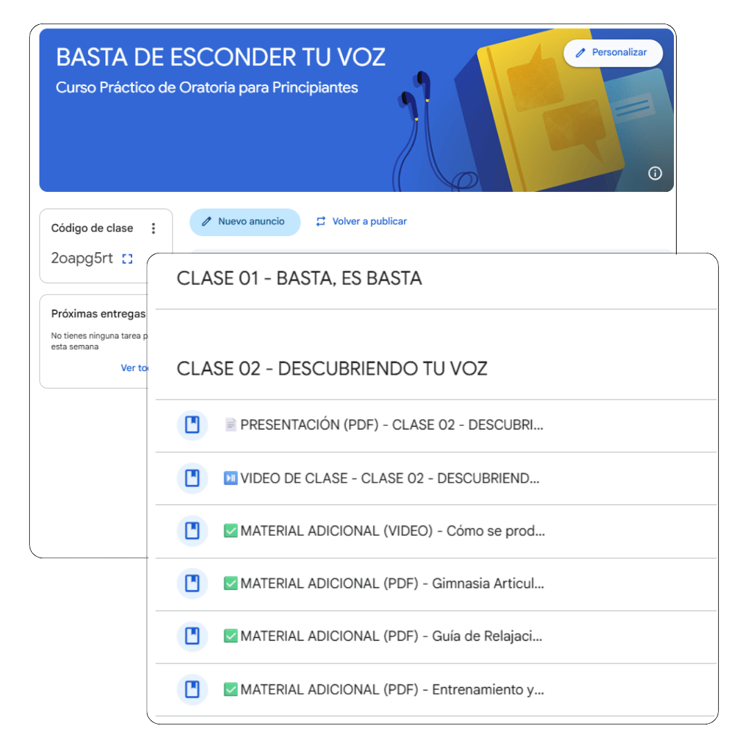 Plataforma de estudio con grabaciones, guías y materiales adicionales