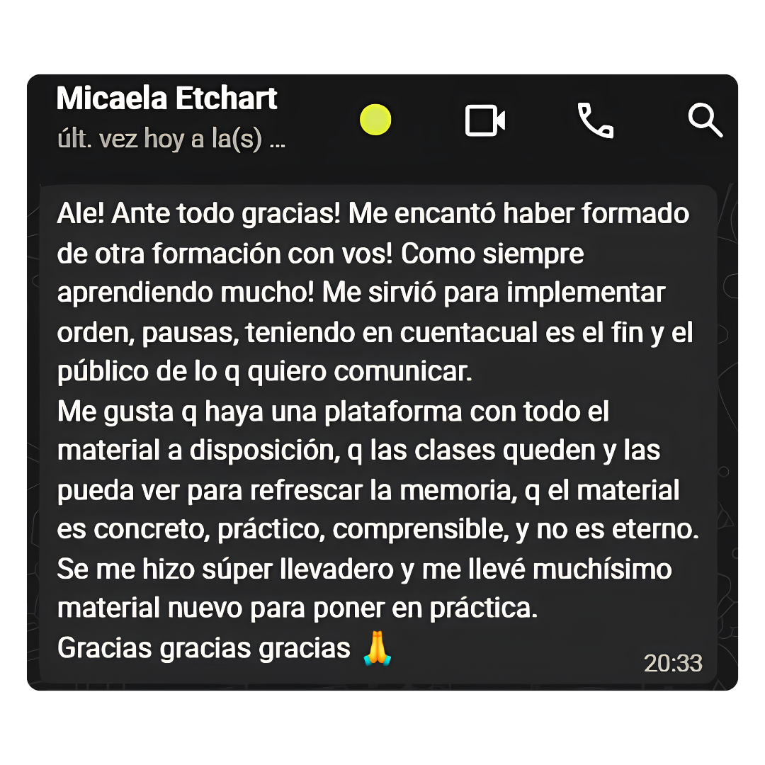 Testimonio de alumna del curso de oratoria - Micaela