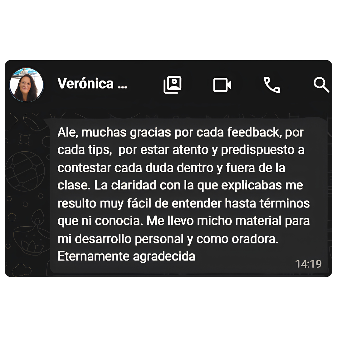 Testimonio de alumna del curso de oratoria - Verónica