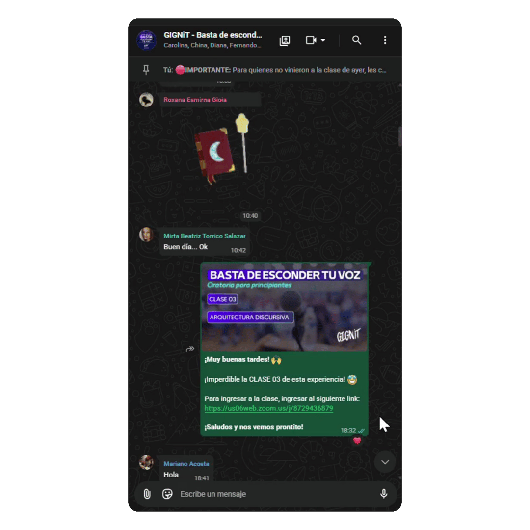 Acompañamiento continuo e interactivo por WhatsApp