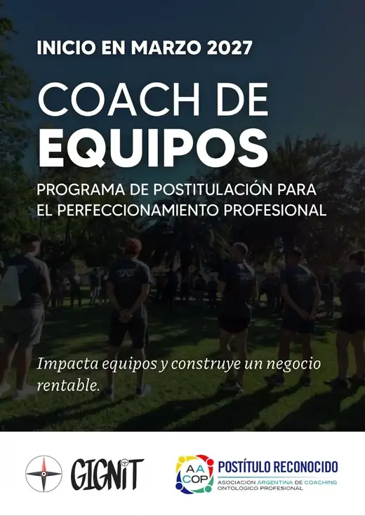 Portada del Postítulo Coach de Equipos 2027, reconocido por la AACOP